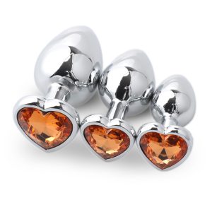 3 orange heart anal plug​ sets