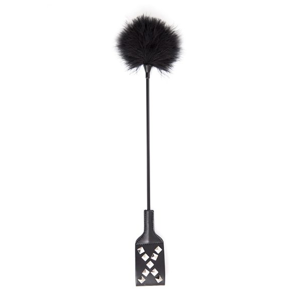 Feather tickler with rivets - X and O letters